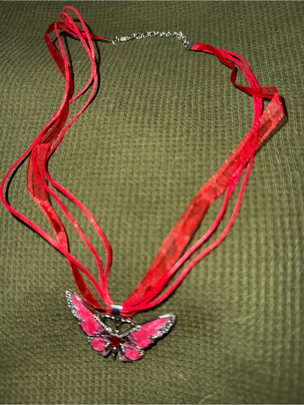 Red Butterfly Pendant Necklace - Women Jewelry
